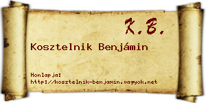 Kosztelnik Benjámin névjegykártya