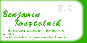 benjamin kosztelnik business card